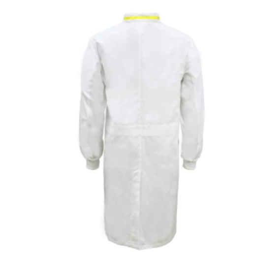 Picture of WorkCraft, Food Industry Long Length Dustcoat with Mandarin Collar, Contrast Trims on Chest, Long Sleeve